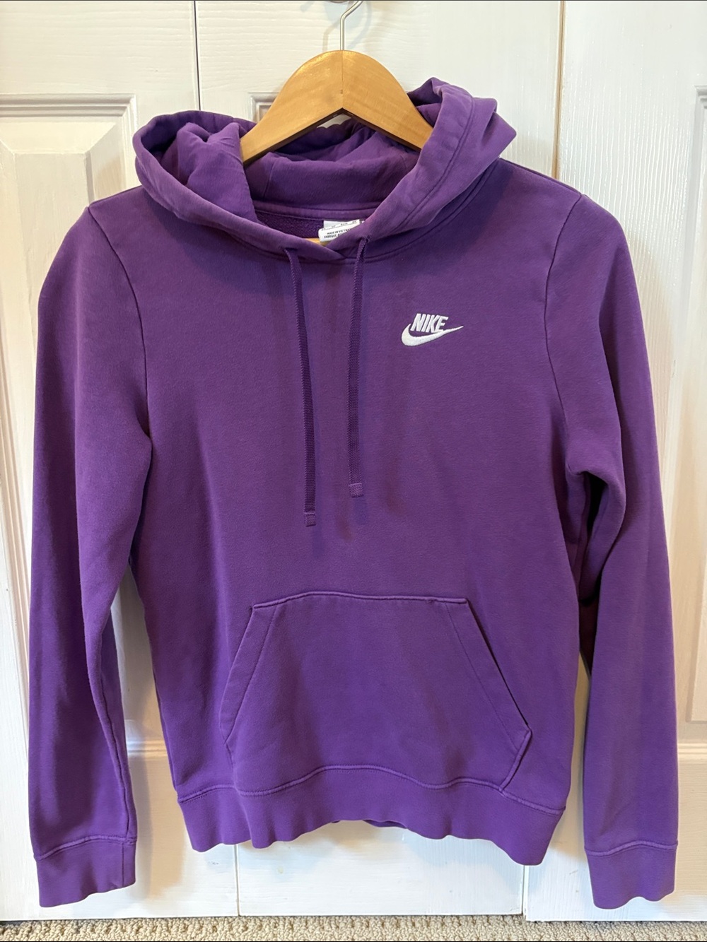 Nike Women's Purple Hoodie with White Swoosh